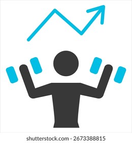 Glifo de entrenamiento Gris Azul Ilustración de un solo icono