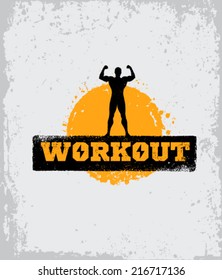 Workout Grunge Vector Design Element. Sport and Fitness Motivation Poster Concept