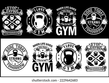 Workout, Gym, Fitness typography vintage t shirt design.
Gym Fitness Workout typography vector print design