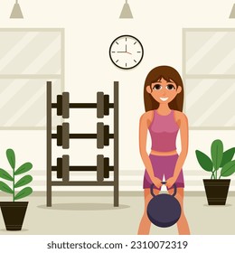 Workout Gym Flat Design Illustration
