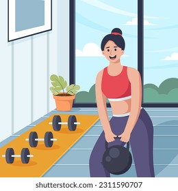 Workout Gym Flat Design Illustration