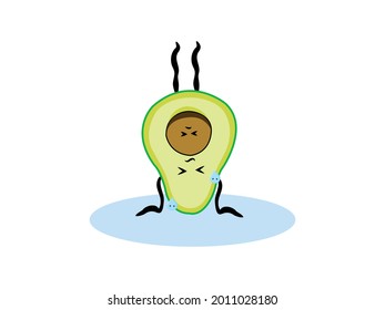Workout Half Avocado Vector illustration. Women Fitness, Funny Exercise isolated on white background, Flat style for graphic and web design, t shirt design. EPS10