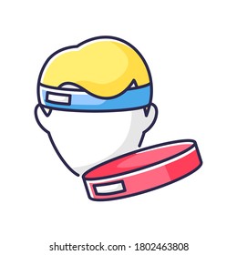 Workout Headband RGB Color Icon. Sportswear For Fitness Training. Gym Equipment. Sportive Headwear For Sweat Protection. Sweatband Isolated Vector Illustration