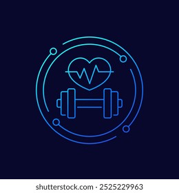 Trainingsherzsymbol, Puls während des Trainings, lineares Vektordesign