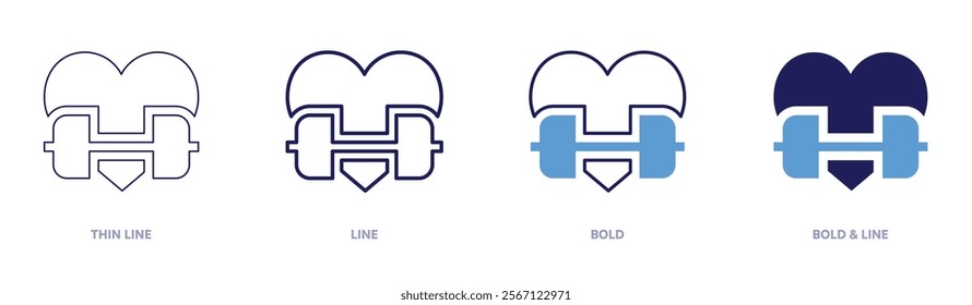 Workout icon in 4 different styles. Thin Line, Line, Bold, and Bold Line. Duotone style. Editable stroke.