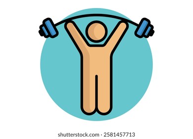 Workout icon. colored outline icon style. people lifting barbell. icon related to gym and fitness. gym elements vector illustration