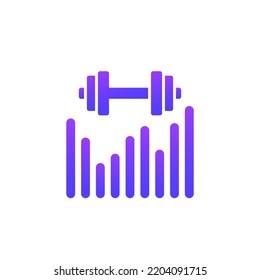 workout icon with a graph and a barbell