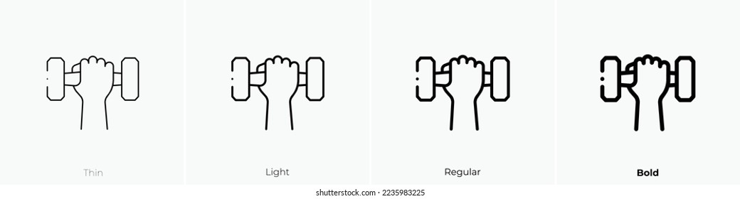 workout icon. Thin, Light Regular And Bold style design isolated on white background