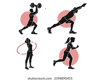 Workout Icons Bold and Minimalist Fitness Silhouette Graphics
