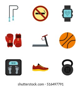 Workout icons set. Flat illustration of 9 workout vector icons for web