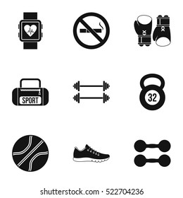 Workout icons set. Simple illustration of 9 workout vector icons for web