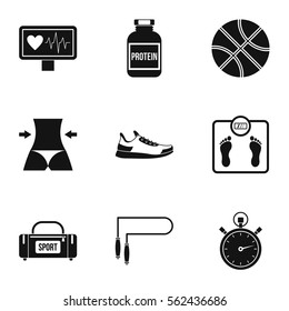 Workout icons set. Simple illustration of 9 workout vector icons for web