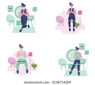 Ilustración de entrenamiento niña conjunto Vector Imagen