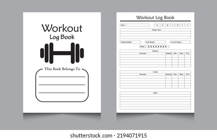 Workout interior notebook. Daily exercise tracker journal template. interior log book vector File