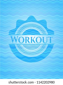 Workout light blue water wave style badge.