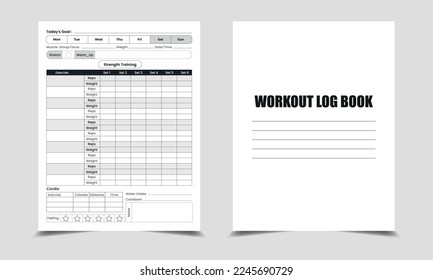 WORKOUT LOG BOOK JOURNAL Kdp Interior, KDP interior journal template. Daily exercise tracker Log book KDP interior. Workout journal template design