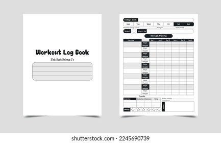 WORKOUT LOG BOOK JOURNAL Kdp Interior, KDP interior journal template. Daily exercise tracker Log book KDP interior. Workout journal template design