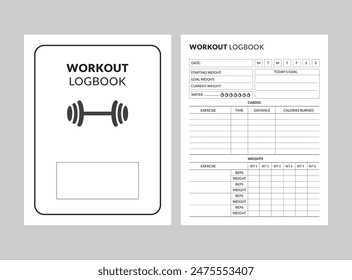 workout logbook template vector illustration 