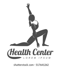 Workout logo. Fitness, Aerobic and workout exercise in gym. Vector set of workout logo isolated on white background.