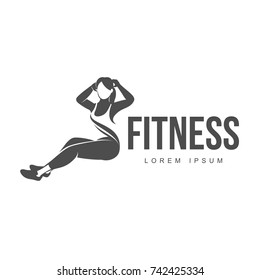 Workout logo. Fitness, Aerobic and workout exercise in gym. Vector illustration of workout logo isolated on white background.