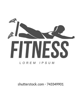 Workout logo. Fitness, Aerobic and workout exercise in gym. Vector illustration of workout logo isolated on white background.