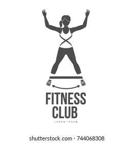 Workout logo. Fitness, Aerobic and workout exercise in gym. Vector set of workout logo isolated on white background.