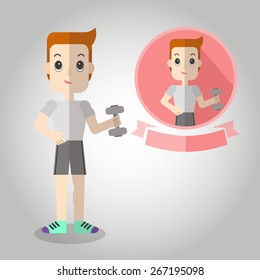 Workout man Mascot cartoon great for any use. Vector EPS10.