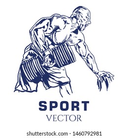 Workout man. Sport Vector Sketch. Fitness