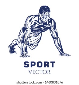 Workout man. Sport Vector Sketch. Fitness