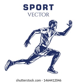 Workout man. Sport Vector Sketch. Fitness