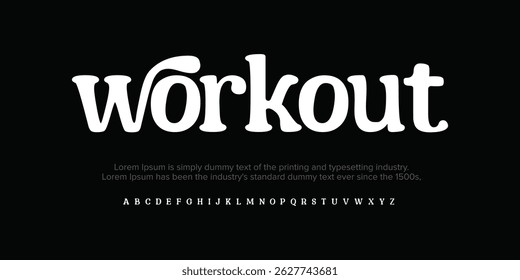 Workout modern uppercase Bold Heavy Font. Typography urban style alphabet fonts for fashion, sport, technology, digital, movie, logo design, vector illustration.