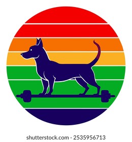 Workout my Dog Silhouette on retro vintage Background