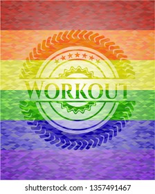 Workout on mosaic background with the colors of the LGBT flag