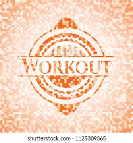 Workout orange mosaic emblem with background