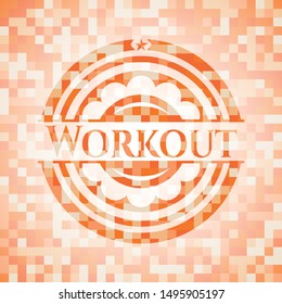 Workout orange mosaic emblem. Vector Illustration. Detailed.