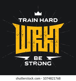 Workout - original lettering. Cover of the training diary. Brochure design template, vector. Flyers report. Magazine poster with motivational slogans. Modern Label or Print for t-shirt.