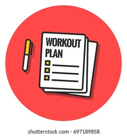 Workout Plan Checklist Written On A Notepad With a Pen