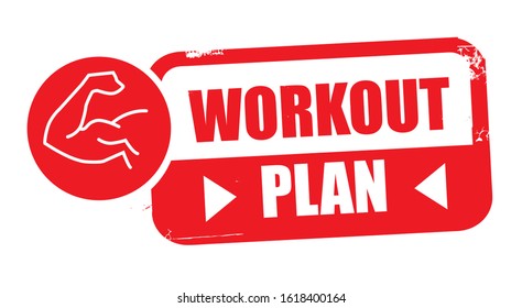 Workout Plan. Grunge rubber stamp on white background. Design element Vector illustration concept
