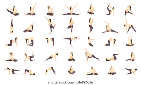 Workout for pregnant set. Yoga training for healthy pregnancy.