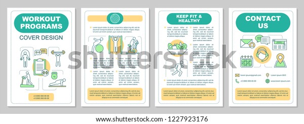 Workout Programs Brochure Template Layout Fitness Stock Vector (Royalty ...