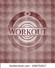 Workout red seamless badge with geometric pattern.