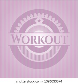 Workout retro pink emblem. Vector Illustration. Detailed.