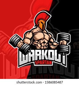 workout spartan mascot esport logo design