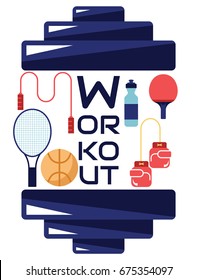 Workout and sport equipment poster