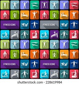 Workout sport and fitness gym training decorative icons flat set isolated vector illustration