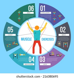 Workout Sport And Fitness Training Muscle Exercises Infographic Vector Illustration