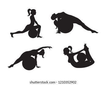 Workout sporty girl set. Woman doing fitness exercises.