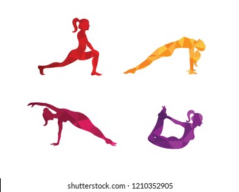 Workout sporty girl set. Woman doing fitness exercises.