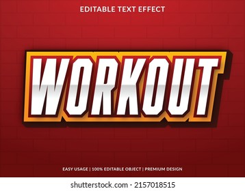 workout text effect template with abstract style use for business logo and brand