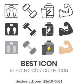 workout theme vector icon set collection